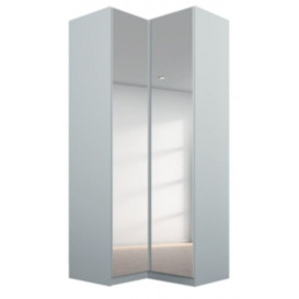 Alabama Silk Grey 2 Door Corner Wardrobe with Mirror Front - 100cm - thumbnail 1