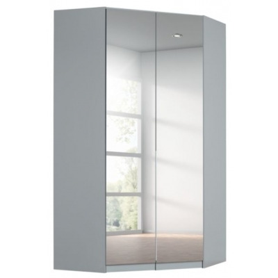 Alabama Silk Grey 2 Door Corner Wardrobe with Mirror Front  - 117cm - image 1