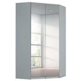 Alabama Silk Grey 2 Door Corner Wardrobe with Mirror Front  - 117cm - thumbnail 1
