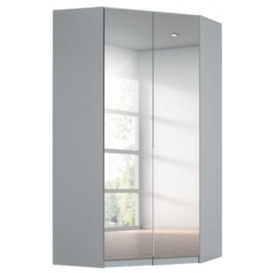Alabama Silk Grey 2 Door Corner Wardrobe with Mirror Front  - 117cm