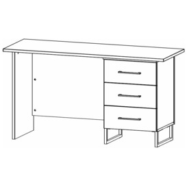 Home Office Metallic Grey and Wotan Oak 3 Right Drawer Desk - thumbnail 3