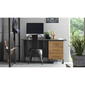 Home Office Metallic Grey and Wotan Oak 3 Right Drawer Desk - thumbnail 3
