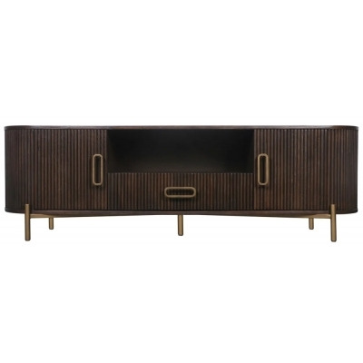 Luxor Brown Fluted Ribbed TV Unit, 181.5cm W with Storage for Television Upto 65in Plasma - image 1