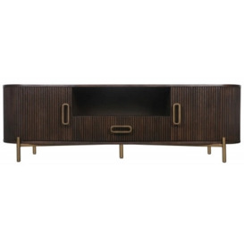 Luxor Brown Fluted Ribbed TV Unit, 181.5cm W with Storage for Television Upto 65in Plasma - thumbnail 1