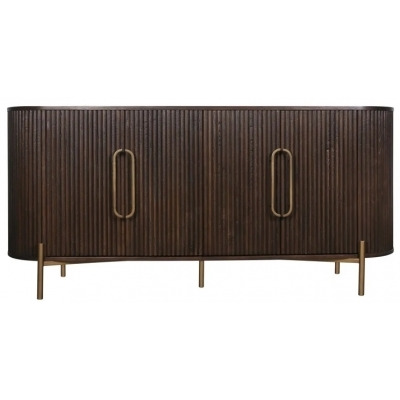 Luxor Brown Fluted Ribbed Extra Large Sideboard, 180cm with 4 Doors - image 1
