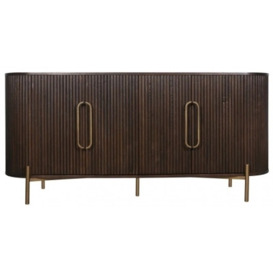 Luxor Brown Fluted Ribbed Extra Large Sideboard, 180cm with 4 Doors - thumbnail 1