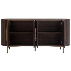 Luxor Brown Fluted Ribbed Extra Large Sideboard, 180cm with 4 Doors - thumbnail 2