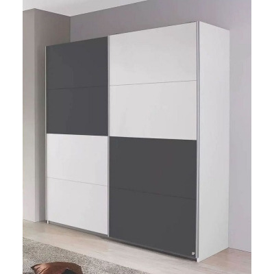 Subito Alpine White and Metallic Grey 2 Door Sliding Wardrobe - 136cm