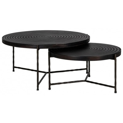 Ventana Black Round Coffee Table, Set of 2 - image 1