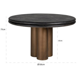 Macaron Black Rustic Dining Table, 130cm Seats 10 to 12 Diners Round Top - thumbnail 3