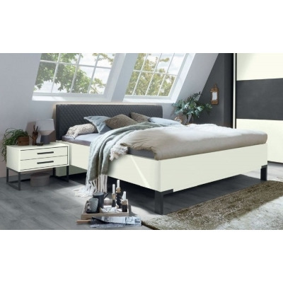 Breda White Bed with Upholstered Cushion Headboard - image 1