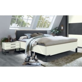 Breda White Bed with Upholstered Cushion Headboard - thumbnail 1