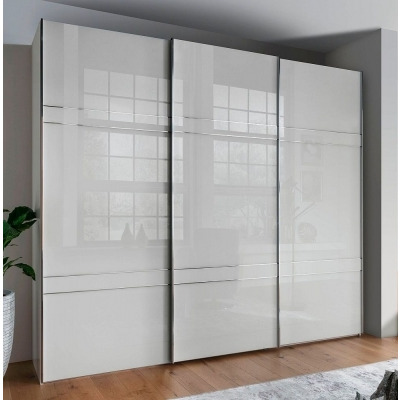 Rialto White 3 Door Sliding Wardrobe with 2 Cross Trim - 300cm - image 1