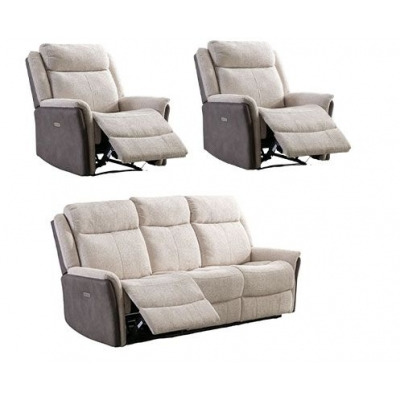 Treyton Fusion 3+1+1 Recliner Sofa Suite, Velvet Fabric Upholstered - image 1