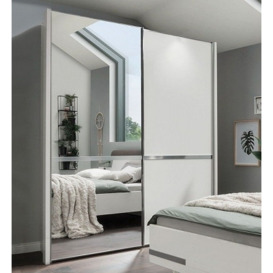 Arktis White 2 Door Sliding Wardrobe with 1 Left Mirror Front - 200cm