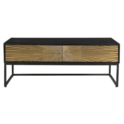 Luxe Black and Antique Gold Starburst Coffee Table- 2 Drawers - image 1