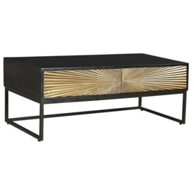 Luxe Black and Antique Gold Starburst Coffee Table- 2 Drawers - thumbnail 2
