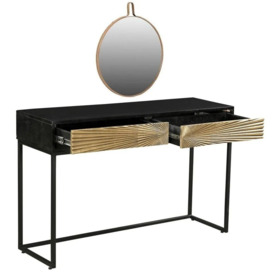 Luxe Black and Antique Gold Starburst Dressing Table with Mirror - 2 Drawers - thumbnail 3