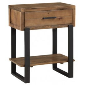Pembroke Rustic Pine Small Console Table 1 Drawer with Black Metal Legs