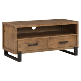 Pembroke Pine Rustic Standard TV Unit, 100cm W with Storage for Television Upto 40inch Plasma with Black Metal Legs