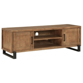Pembroke Pine Rustic Large TV Unit, 136cm W with Storage for Television Upto 55inch Plasma with Black Metal Legs