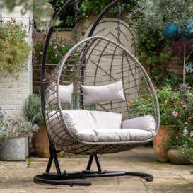 Texas Wicker Outdoor Garden Hanging 2 Seater Chair - thumbnail 3