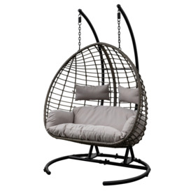 Texas Wicker Outdoor Garden Hanging 2 Seater Chair - thumbnail 2