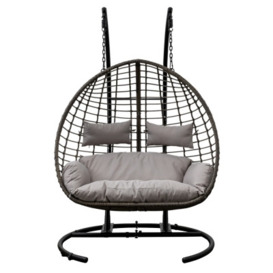 Texas Wicker Outdoor Garden Hanging 2 Seater Chair - thumbnail 1