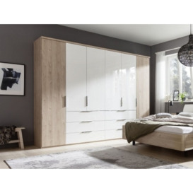 Nolte Concept Me 200 Imitation Sonoma Oak and Gloss White 6 Door 6 Drawer Combi Wardrobe - 300cm