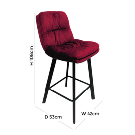 Paloma Velvet Bar Stool (Sold in Pairs) - Comes in Ruby, Charcoal Grey and Teal Options - thumbnail 2