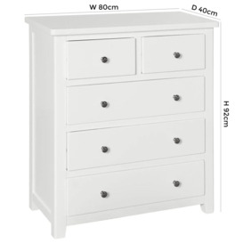 Henley White Painted 2+3 Drawer Chest - thumbnail 2