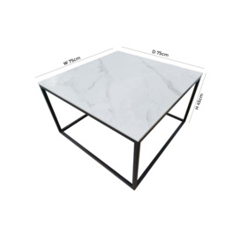 Athena Sintered Stone and Metal Square Coffee Table - thumbnail 2