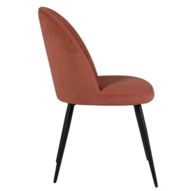 Vida Living Gabi Coral Black Legs Dining Chair, Velvet Fabric (Sold in Pairs) - thumbnail 2