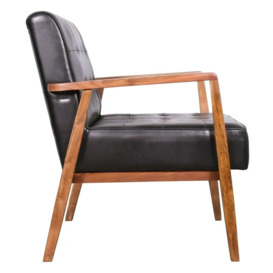 Clearance - Hendricks Black Armchair, Genuine Real Buffalo Leather with Wooden Frame - thumbnail 3