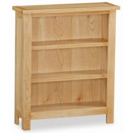 Cameron Natural Oak Low Bookcase, 70cm Bookshelf with 2 Shelves