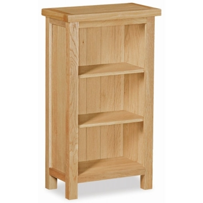 Cameron Natural Oak Low Narrow Bookcase, 45cm Bookshelf with 2 Shelves