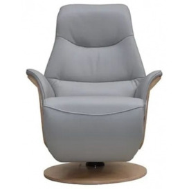 GFA LOWA Battery Operated Swivel Recliner Chair - Pale Grey Leather Match - thumbnail 1