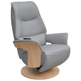 GFA LOWA Battery Operated Swivel Recliner Chair - Pale Grey Leather Match - thumbnail 2