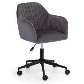 Kahlo Swivel Office Chair - Comes in Grey and Blue Velvet Fabric Options - thumbnail 2
