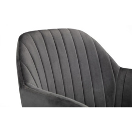 Kahlo Swivel Office Chair - Comes in Grey and Blue Velvet Fabric Options - thumbnail 3