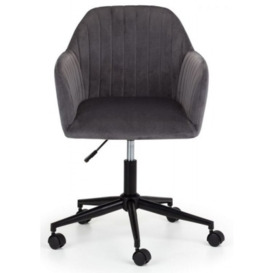Kahlo Swivel Office Chair - Comes in Grey and Blue Velvet Fabric Options - thumbnail 1