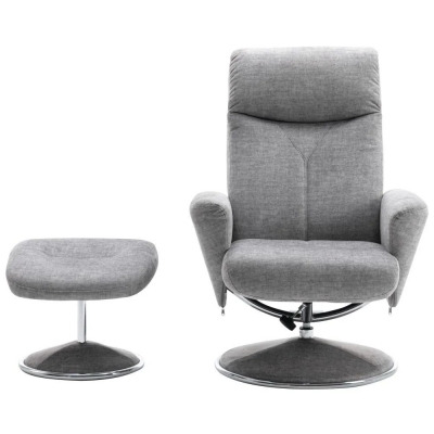 GFA Paddington Swivel Recliner Chair with Footstool - Silver Fabric - image 1