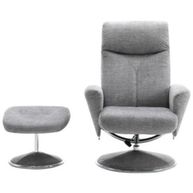 GFA Paddington Swivel Recliner Chair with Footstool - Silver Fabric - thumbnail 1