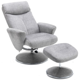 GFA Paddington Swivel Recliner Chair with Footstool - Silver Fabric - thumbnail 2