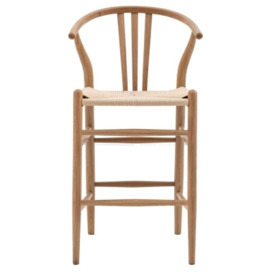 Whitney Natural and Woven Wishbone Bentwood Bar Stool (Sold in Pairs)