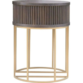 Hawarden Brown Fluted Ribbed Round Lamp Table