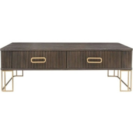 Hawarden Brown Fluted Ribbed 2 Drawer Coffee Table