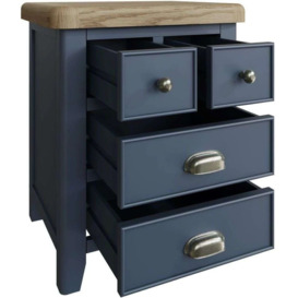 Ringwood Blue Painted 3 Drawer Extra Large Bedside Cabinet - Oak Top - thumbnail 2