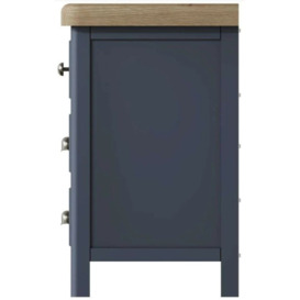 Ringwood Blue Painted 3 Drawer Extra Large Bedside Cabinet - Oak Top - thumbnail 3