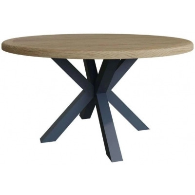 Ringwood Blue Painted 150cm Large Round Dining Table - Oak Top - image 1